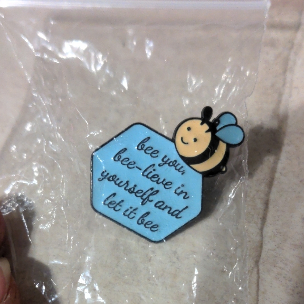 4/$20 Bee Enamel Pin with Motivational Quote